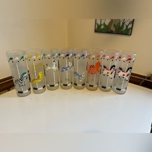 Set of 8 Vintage Libbey Frosted Carousel Tumblers